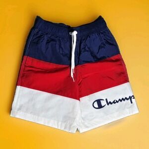 CHAMPION Block Beach 8" Swim Shorts sz S Medium Red White Blue Swimwear